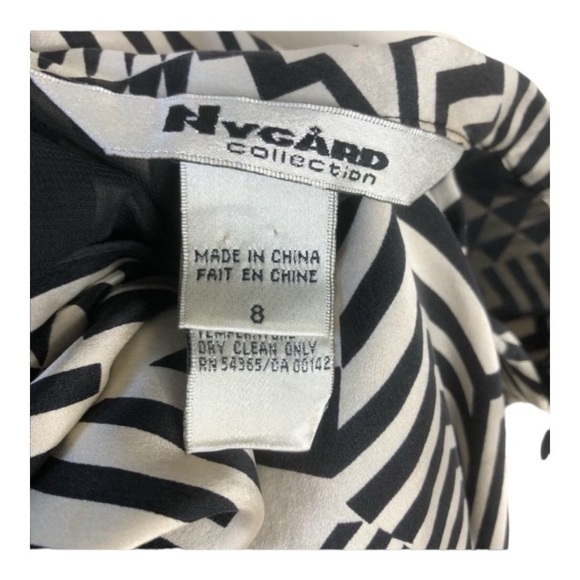 VINTAGE Nygard Balck White Geometric 100% Silk Fit and Flare Skirt size Medium - Picture 6 of 8